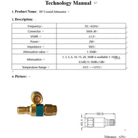 1piece 2Watt SMA-J.K Connector Type Coaxial RF Attenuator, DC to 6.0GHz,50 Ohm,1-30db